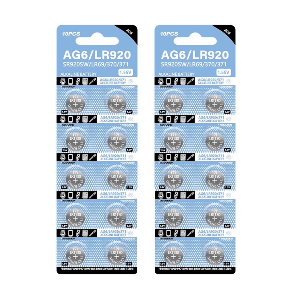 Упаковка из 10/20/50 шт. щелочных батареек AG6/LR920 емкостью 320 мАч, долговечный источник питания для игрушек с дистанционным управлением