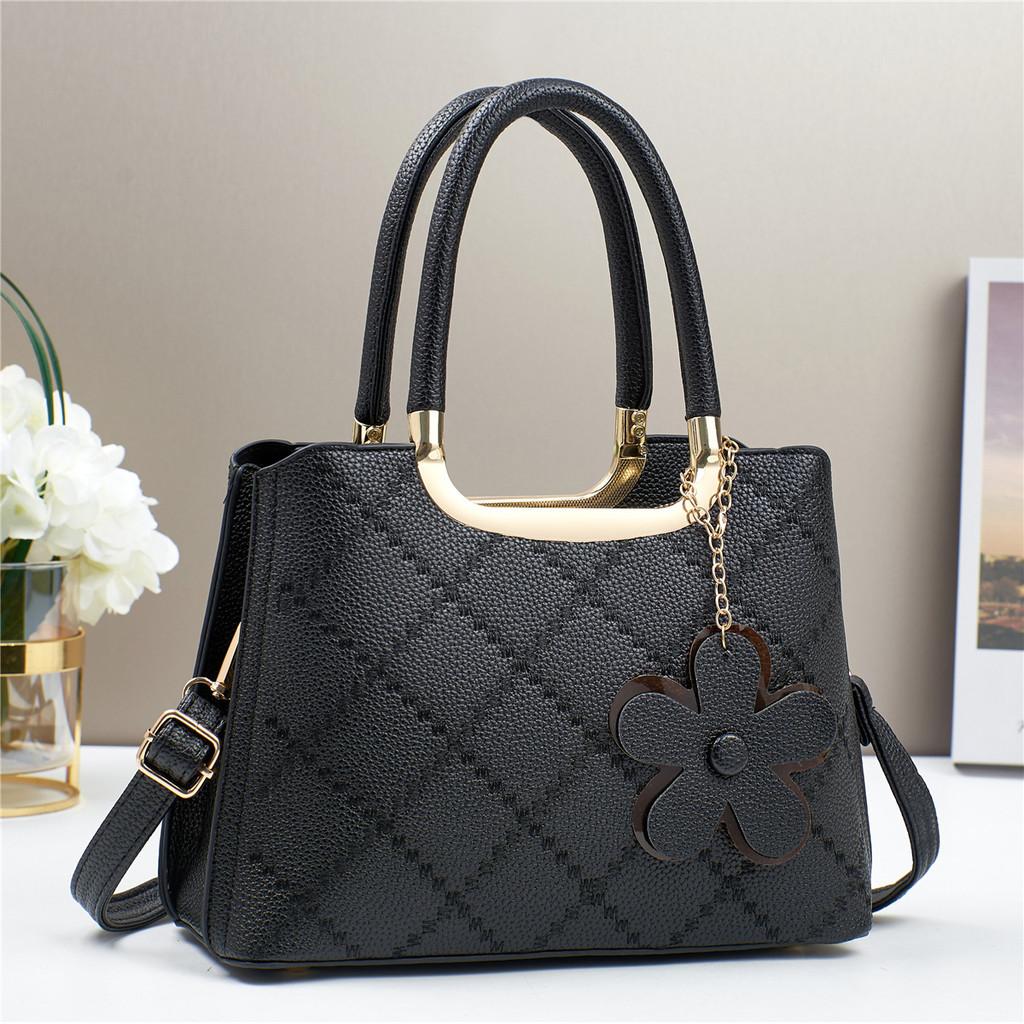 Trendy Color Block Handbag For Women 2024 Spacious Pu Shoulder Bag For Daily Use