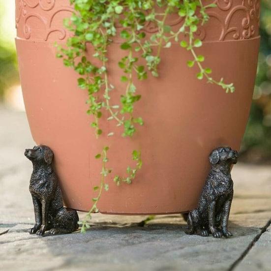 3Pcs Animal Planter Pot Feet Weatherproof Indoor Outdoor Dog Cat Rabbit Flowerpot Holder Riser Elevator Stand Resin Figurine Statue Sculpture