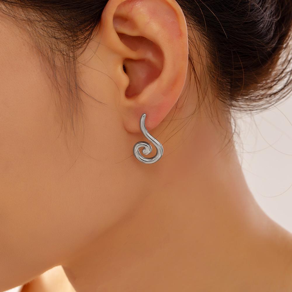 Stainless Steel Spiral Earrings for Women Hypoallergenic Modern Minimalist Stud Earrings Gold and Silver Color