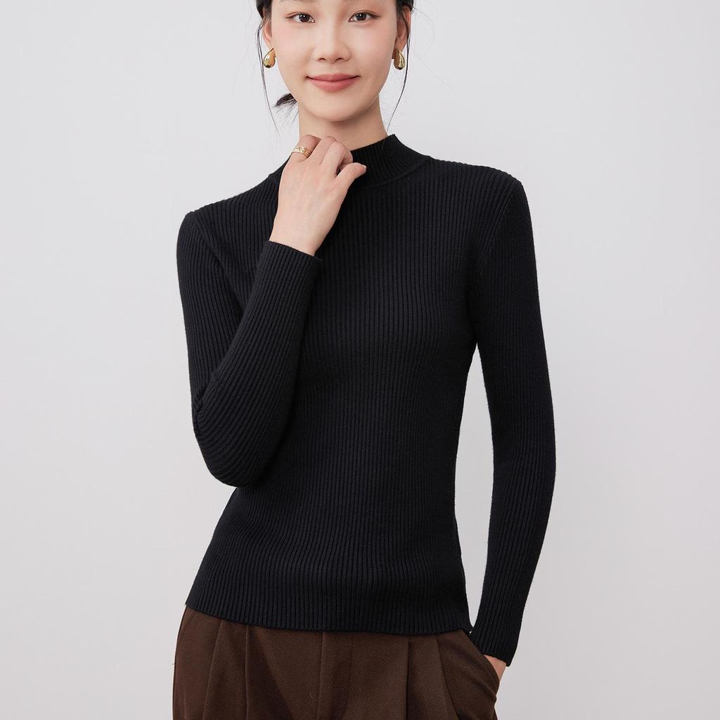 Women's Long Sleeve High-Neck Slim Fit Knit Sweater - 2025 Autumn/Winter Collection