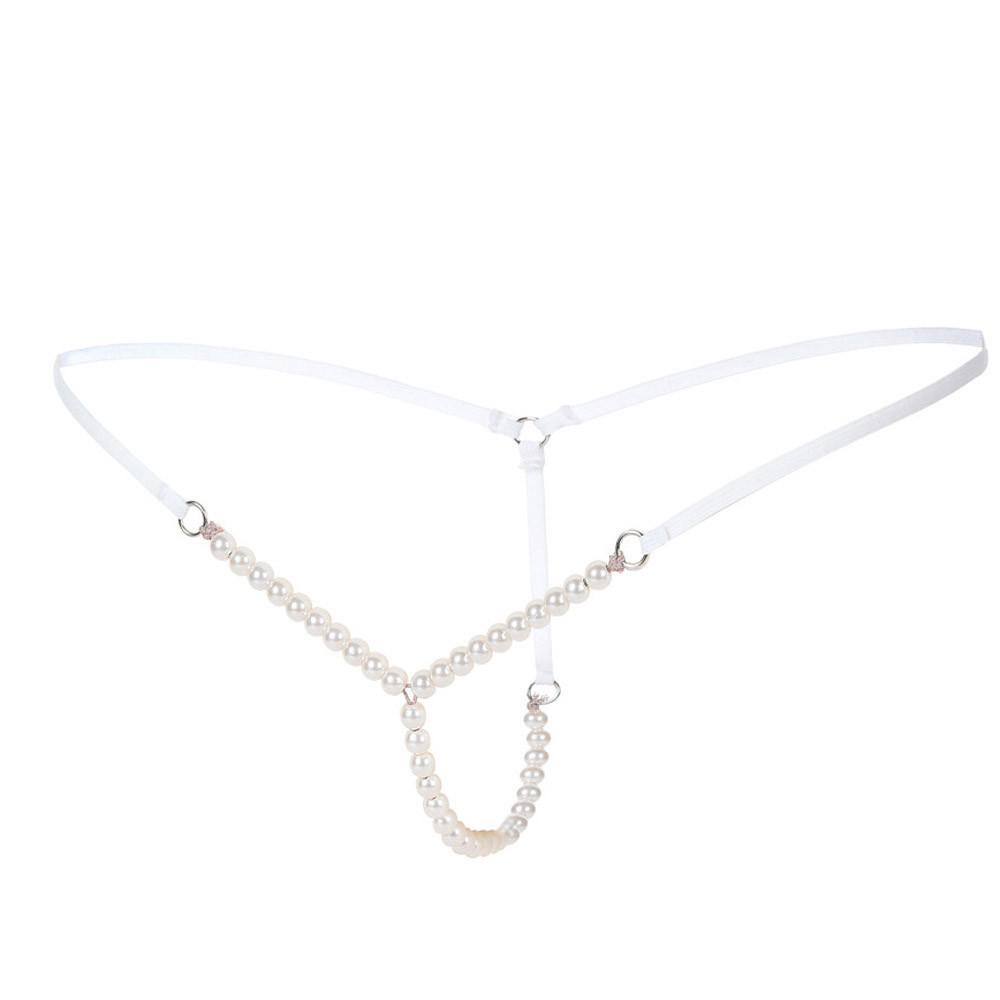 Сексуальные женские стринги с жемчугом и стринги, однотонное нижнее белье с низкой талией 