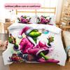 1PC Grinch pattern Bedding Quilt Set Quilt Cover Pillowcase Home Decoration Birthday Gift (1 * duvet cover + 2 * pillowcase, without core)
