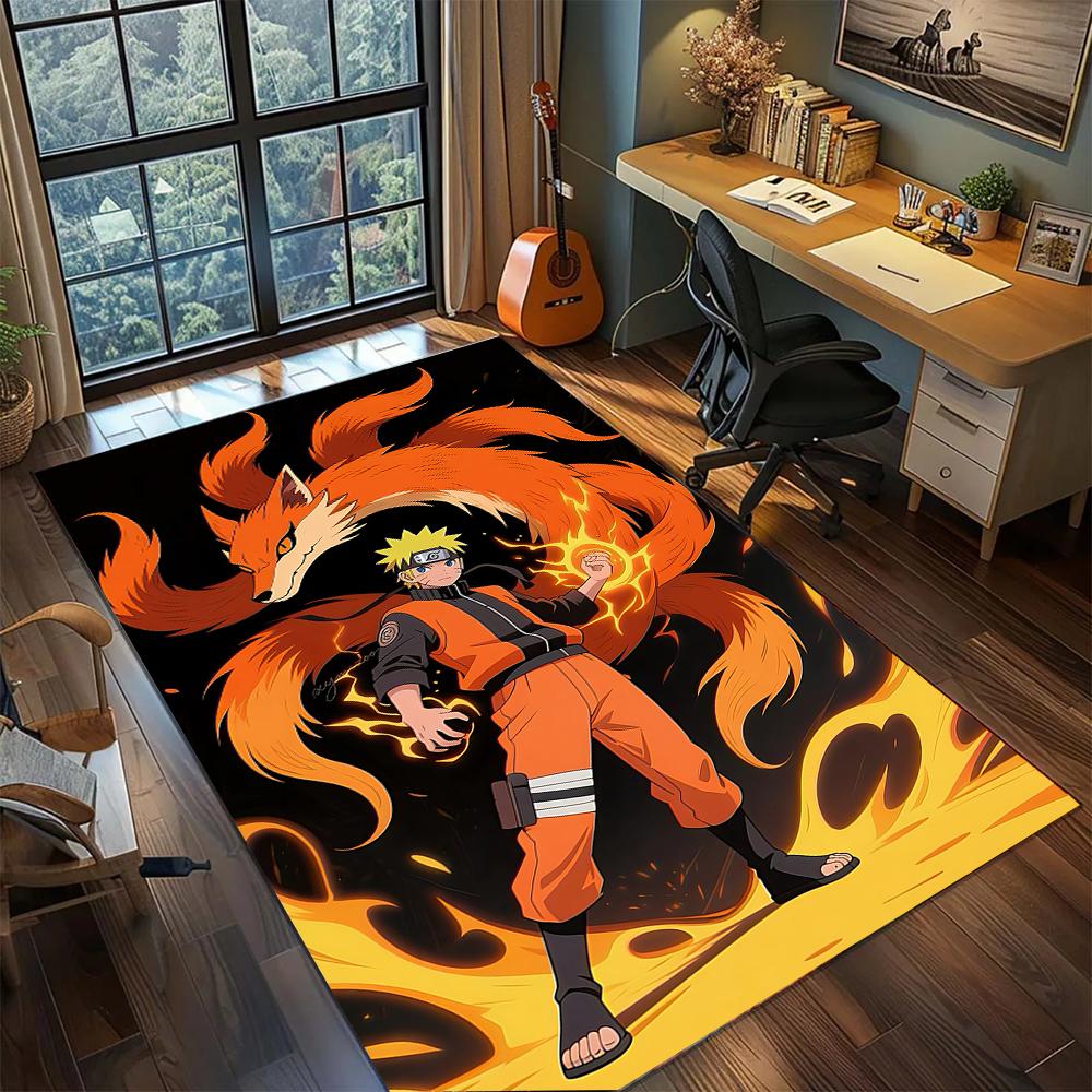 Uzumaki Naruto Nine-Tails Kurama Power Rug Carpet Large Area Rug Non Slip Washable Floor Mat Gamer Room Bedroom Home Decor