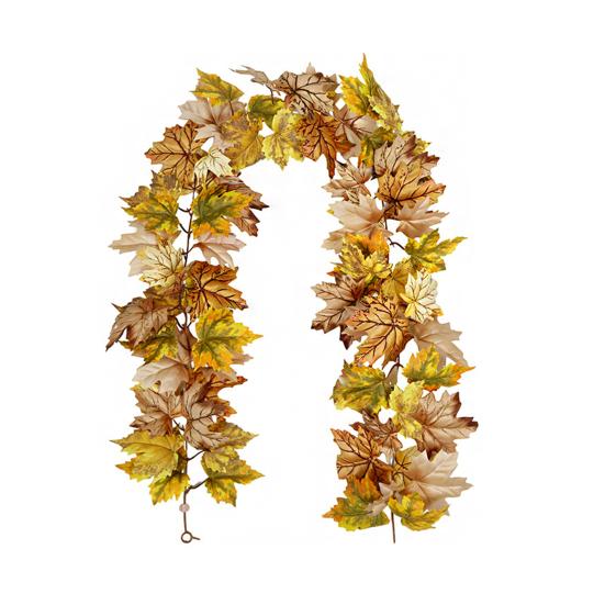 100/175Cm Artificial Maple Leaf Garland Uv Resistant Fall Halloween Thanksgiving Day Harvest