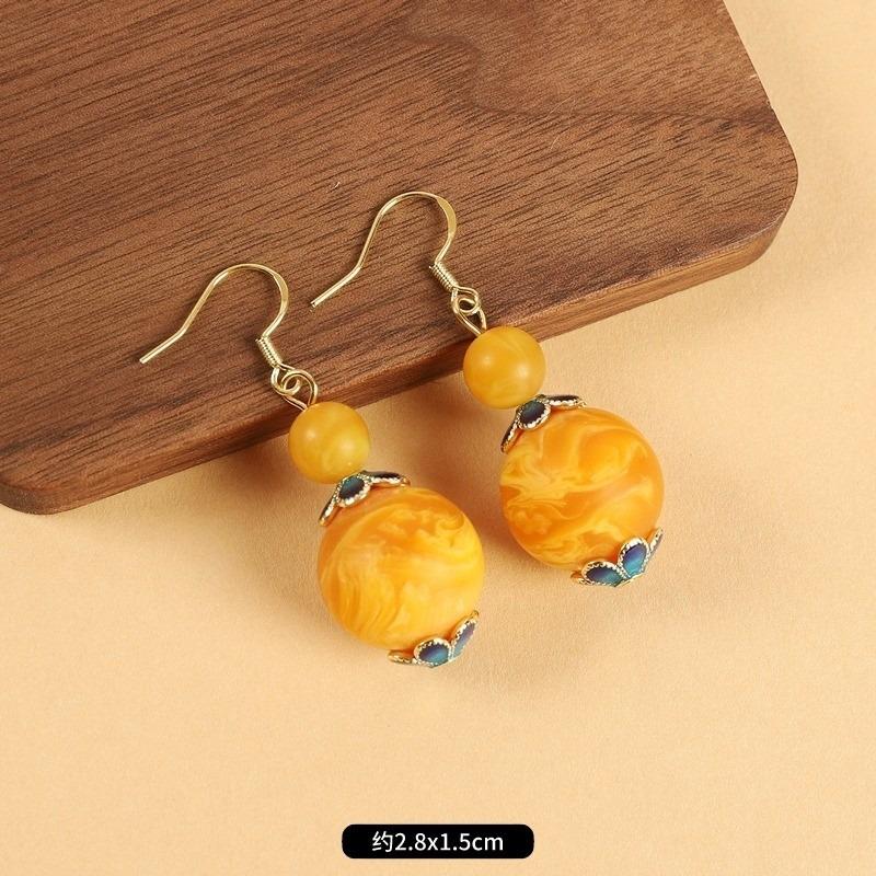 Нишевые серьги из пчелиного воска, ретро, длинные, с литературным темпераментом, женские, антикварные, к ципао, простые тибетские серьги