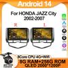 Автомагнитола Android 14 Для HONDA JAZZ City 2002-2007 Carplay Auto Стерео 7862 Радио Видео Сенсорный QLED BT WIFI DSP IPS DVD
