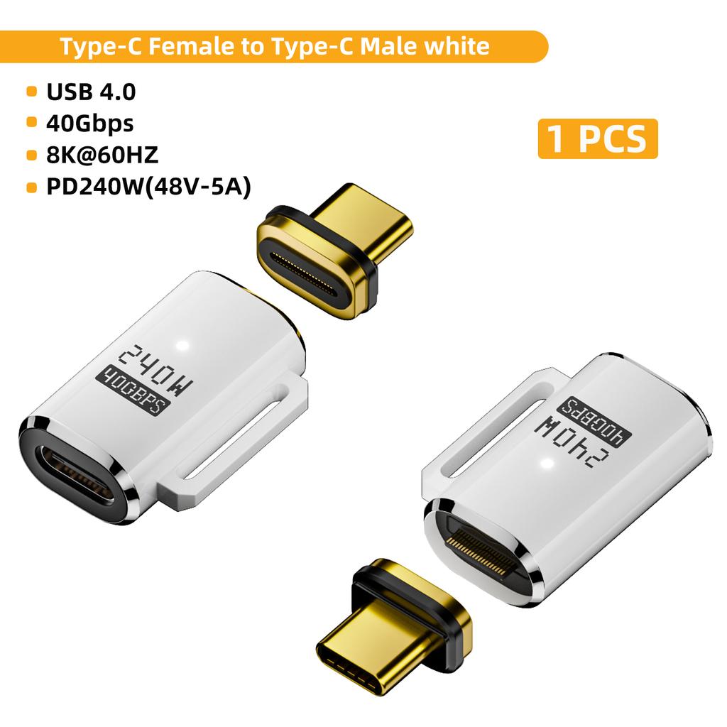 Магнитный USB-адаптер USB4.0 Thunderbolt 3/4 с USB-C на USB-C, 240 Вт, 40 Гбит/с, быстрая зарядка, магнитная зарядка, кабель-конвертер, адаптер 8K@60Hz