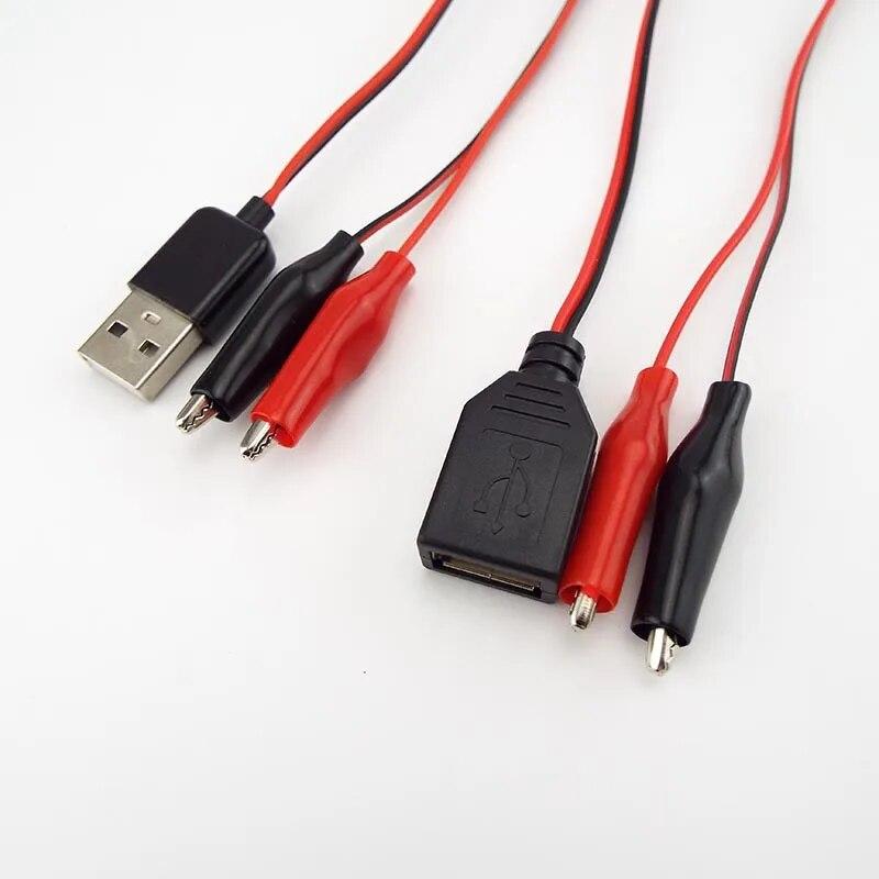 USB Alligator Clips Crocodile Wire Male Female To USB Tester Detector DC Voltage Ammeter Capacity Power Meter Monitor