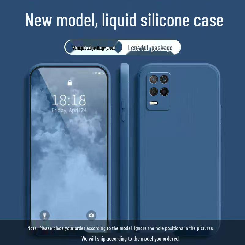 Realme Q3 Чехол-кубик Рубика сплошного цвета, Жидкий мягкий чехол - Полное покрытие, Защита от падений, Новая модель