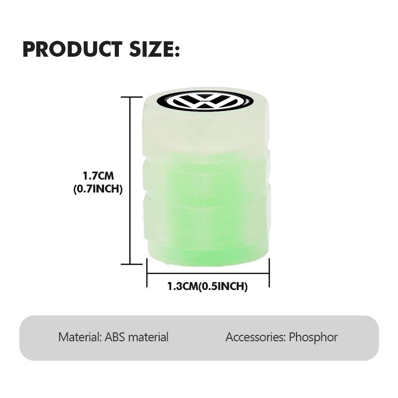 New 2026 4PCS Car Luminous Tire Valve Cap Fluorescent Night Glowing Decor For Volkswagen VW Passat Golf 4 5 6 Tiguan Polo Scirocco Jetta