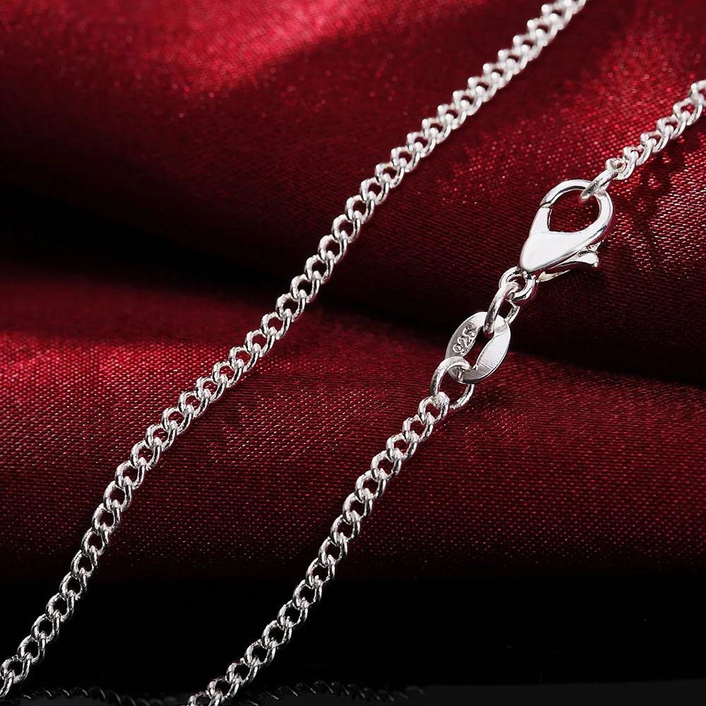925 Silver Necklace 16/18/20/22/24/26/28/30 Inches 2MM String Chain For Women Men High Quality Jewelrys Gifts