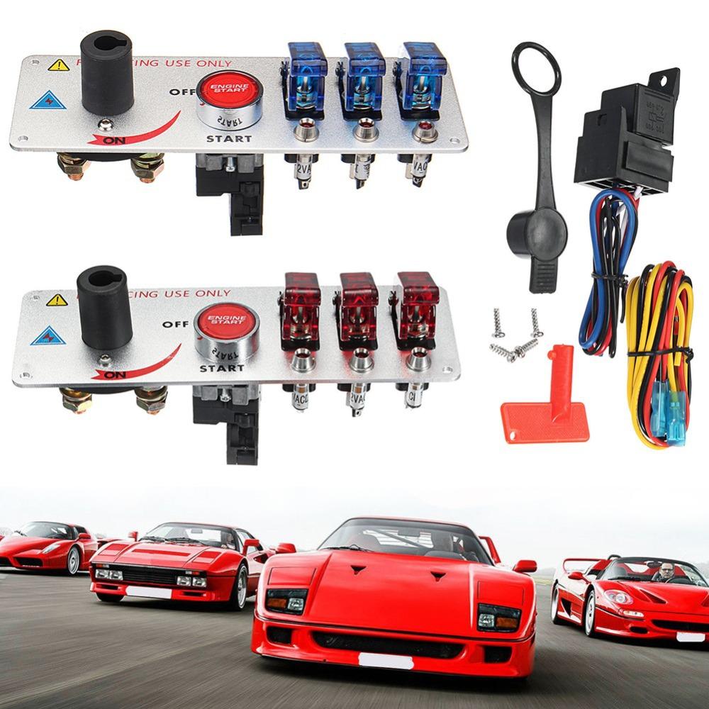 Панель переключателей зажигания для гоночного автомобиля 12 В, кнопка пуска/остановки двигателя, светодиодный тумблер