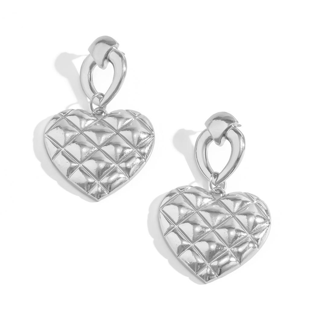 Wind Liquid Love-Shaped Fringed Stud Earrings Female, Creative Splicing Lava Earrings Ear Jewelry