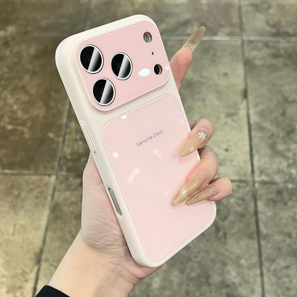 Оригинальный глянцевый ударопрочный чехол из стекла для iPhone 17 16 15 14 13 12 11 Pro Max Plus Макаронный конфетный цветной чехол для iPhone Air