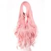 Розовый Натуральный Длинный Кудрявый Парик Женский Пушистый Шиньон для Косплей Вечеринки