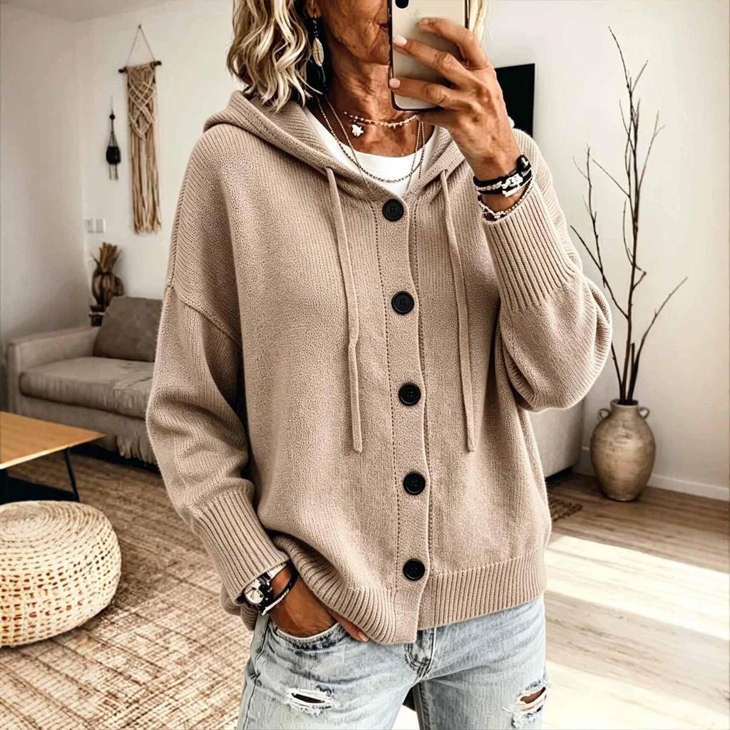 2026 Unisex Casual Loose Hooded Button-Up Cardigan Sweater
