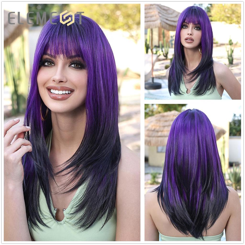 LOUIS FERRE Длинные прямые синтетические парики для женщин, белые, черные многослойные волосы с челкой, парики из термостойкого волокна на каждый день