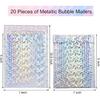 20 Pieces 10.6 X 7 Inch Holographic Bubble Mailers Metallic Poly Mailers Padded Envelopes Self Sealing Cushion Envelope (Silver)