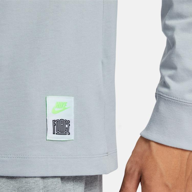 Nike Футболка с круглым вырезом и надписью Letter, повседневная, с длинным рукавом, мужская, серая FN0802-077