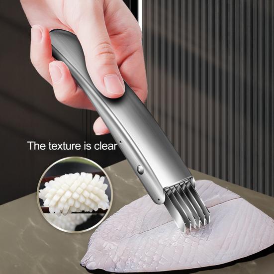 Scallion Cutter Stainless Steel Chopped Green Onion Knife Multi-Blade Herb Cutter Multifunctional Kitchen Shredding Knife for Vegetables Onion Garlic