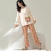 Pajamas Women Long-Sleeved Trousers Set Comfortable Simple Loose Cute Sweet Cartoon Bear Homewear Outside Sleepwear Girl Clothes