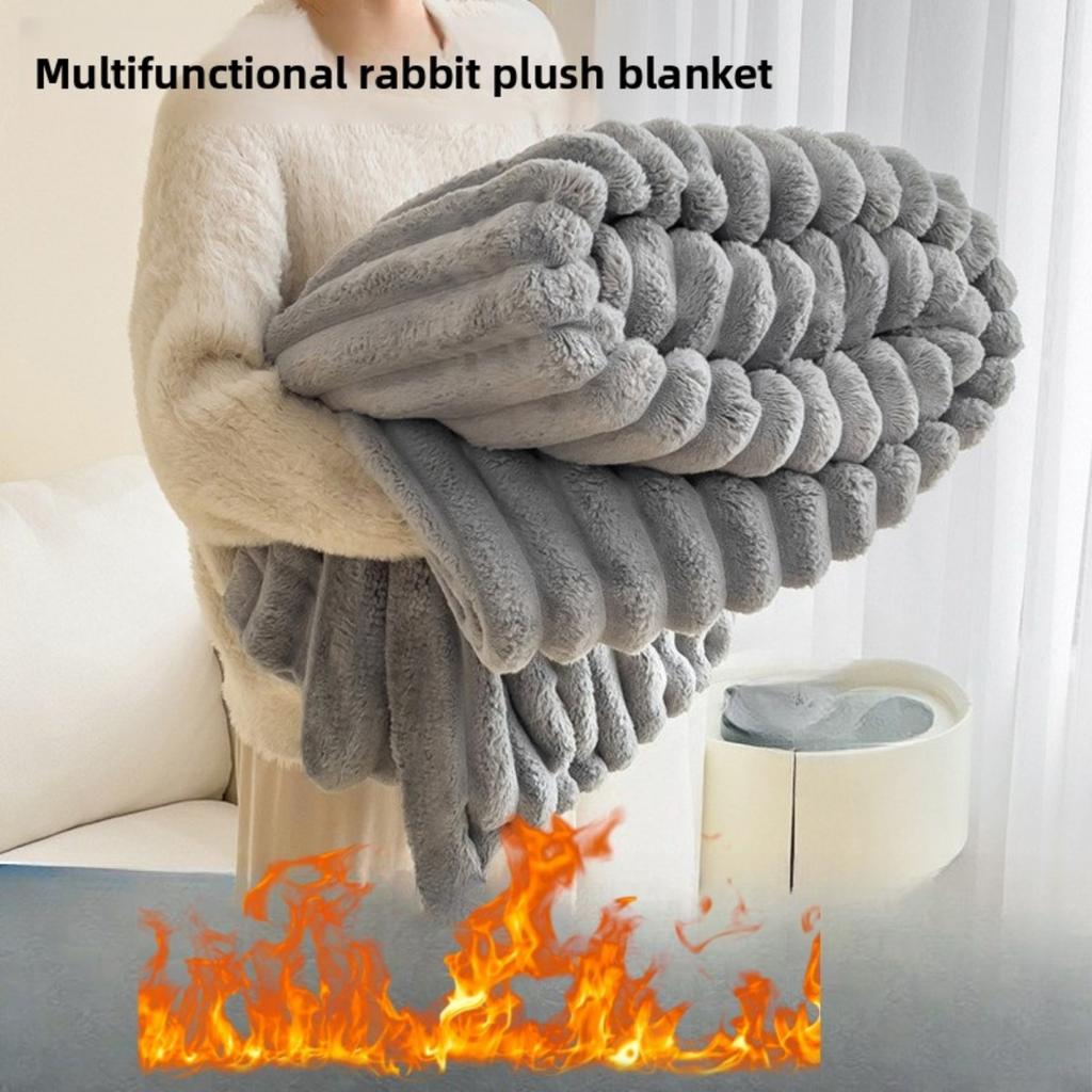 Rabbit Hair Velvet Blanket, Flannel Blanket, Thickened Coral Velvet Blanket, Office Nap Blanket, Light Luxury Air Conditioning Blanket