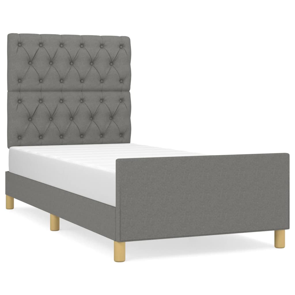 Bed Frame without Mattress Dark Grey 80x200 cm Fabric