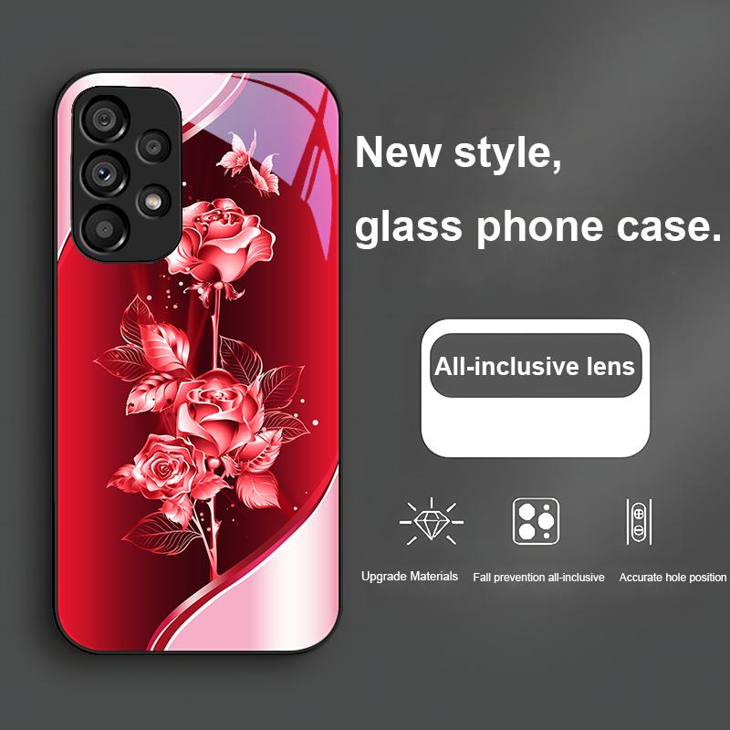 Цветной Rose Gold Для Samsung Galaxy Note 8 9 S10 Plus S20 S21 FE S23 Ultra A70 72 73 50 51 52 53 Закаленное Стекло Чехол для Телефона