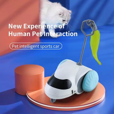 Умная интерактивная игрушечная машинка для кошек, автоматическое транспортное средство для домашних животных с функцией обнаружения препятствий, прочная для игр кошек в помещении