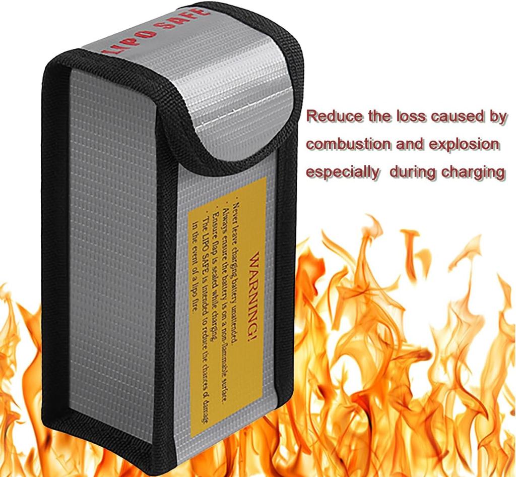 Fireproof Lipo Battery Safety Bag – 125x64x50mm – Explosion-Proof Protective Charging and Storage Case – 1 Piece