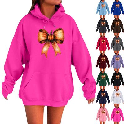 Женский плюшевый свитшот с длинными рукавами оверсайз со спущенными плечами и капюшоном с принтом на Хэллоуин