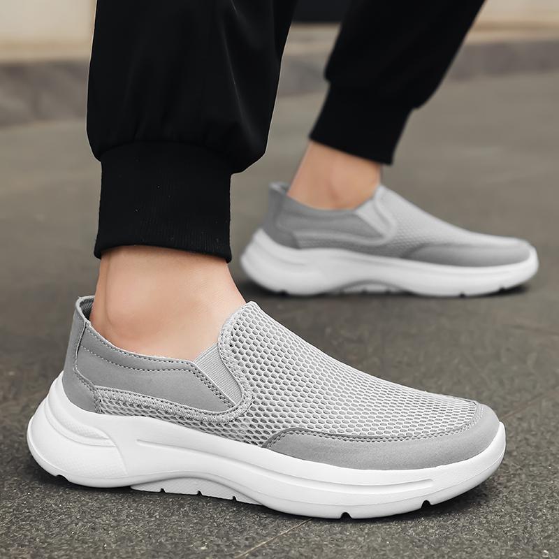 Fashion 2025 Men Mesh Loafers Walking Shoes Outdoor Summer Flats Black Fitness Sports Sneakers Comfortable Big Size 39-48