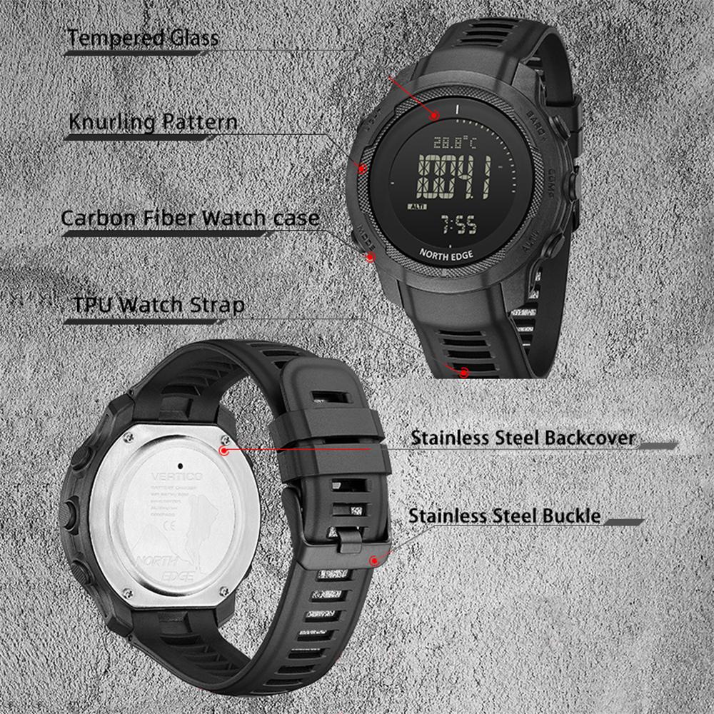 Мужские цифровые спортивные часы для активного отдыха с компасом, альтиметром, барометром, 50 м, водонепроницаемые часы