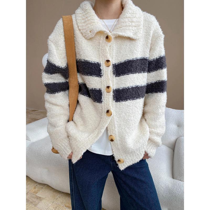 Синан Двусторонний Кардиган с Контрастными Полосками SN6889