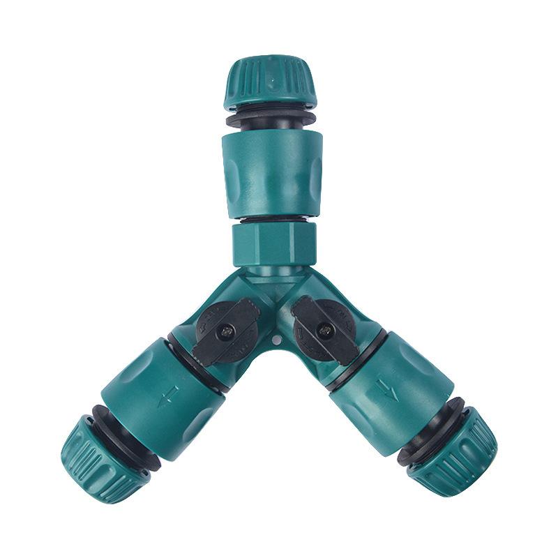 4 quick connector with switch three-way valve shunt water separator one in and two out repair connector accessories Y-shaped tee nipple +4-point quic