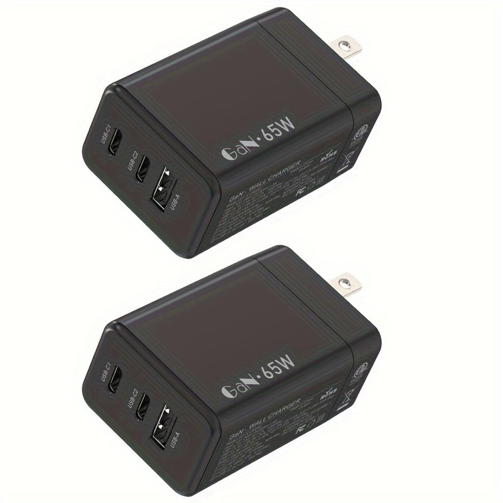 Для зарядного устройства ноутбука, 65 Вт GaN, 3 порта USB-C, адаптер питания с блоком зарядки Type-C для iPhone 16/15/14/13, MacBook, iPad, Galaxy