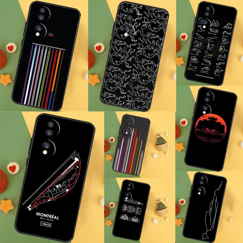 Minimalist F1 Circuit Case For Honor Magic 6 5 Pro 50 70 90 Lite Honor X8b X9b X6 X7 X8 X9 X6a X7a X8a X9a Cover