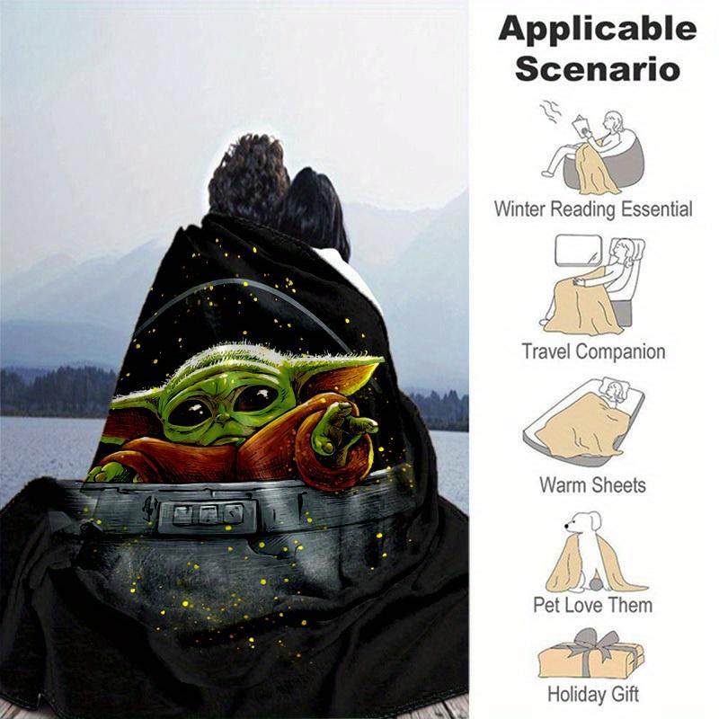 1pc. Cute Yoda Print Blanket - Perfect for Home, Office, Outdoor Use, Gift Idea, Suitable for All Seasonsz0417275