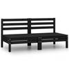 Day and Night - Day and Night Central Garden Sofas 2 Units Black Solid Pine Wood