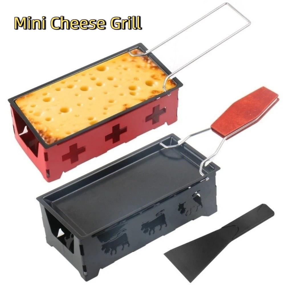 Wooden Handle Cheese Melter Pan Stainless Steel Cheese Fondue Set Mini Cheese Grill Picnic