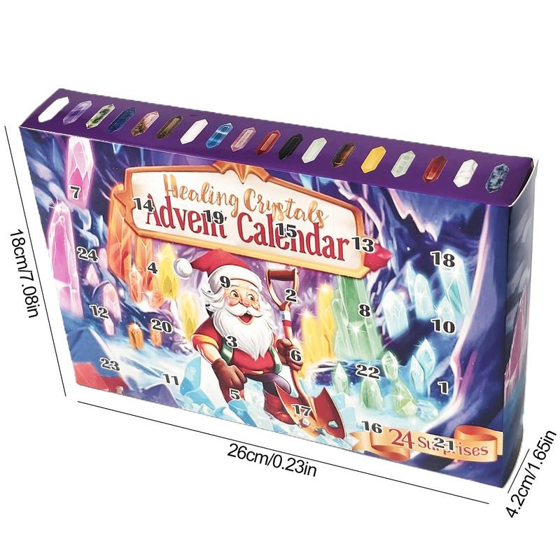 Кристальный Адвент-календарь 2024 24-дневный календарь обратного отсчета Драгоценные камни Адвент-календарь для любителей кристаллов Кристаллы Ожерелье Обратный отсчет