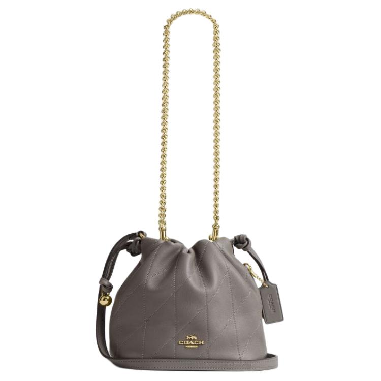 Coach 17 Brand Logo Sheepskin Shoulder Bag Small Women shoulder bag Gray CDB69-IMSLA