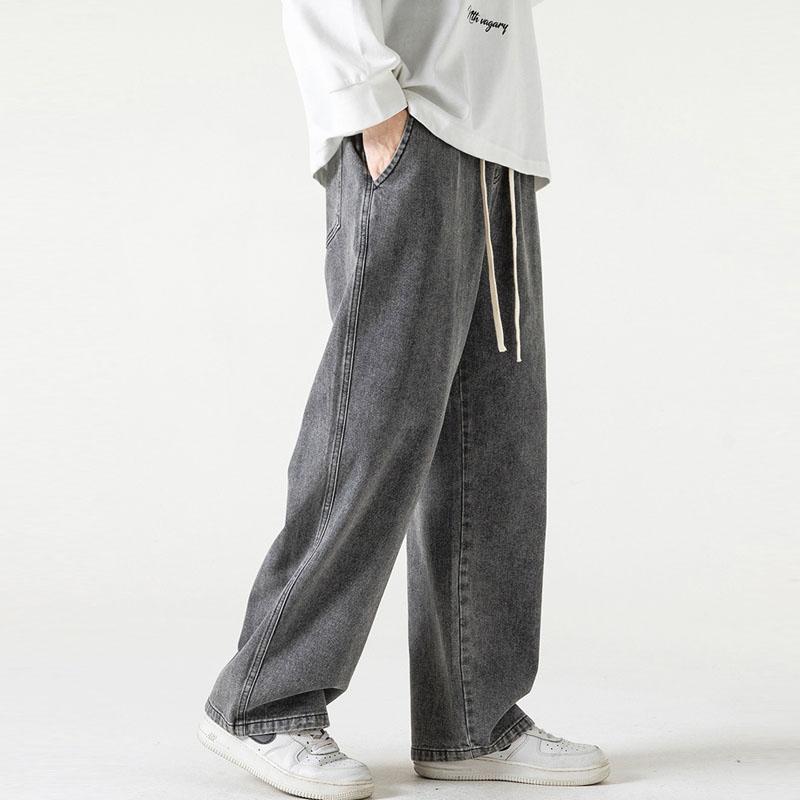 Мужские джинсы с широкими штанинами 2024 Y2K Мешковатые свободные джинсовые брюки Уличные брюки в стиле хип-хоп Винтажные джоггеры Спортивные брюки Джинсы на шнурке для мужчин Спортивные штаны