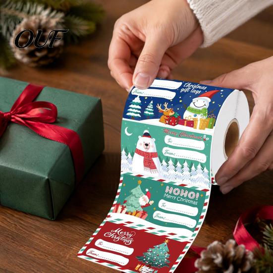 Handwritten Gift Tags Christmas Sticker Labels for Holiday Wrapping, Self-Adhesive with Blank Customizable Writing Area Present Decoration,