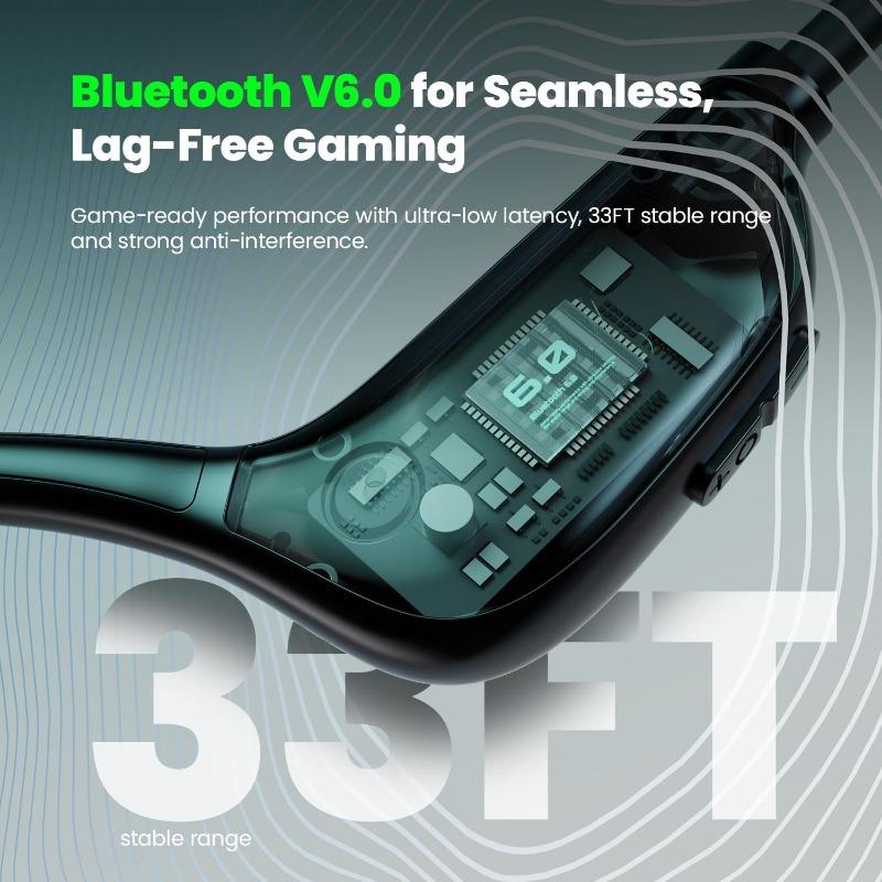 1 шт. Костно-проводная Bluetooth-гарнитура с долгим временем работы от аккумулятора, беспроводная, водонепроницаемая по стандарту IPX5, спортивная гарнитура, подходит для бега