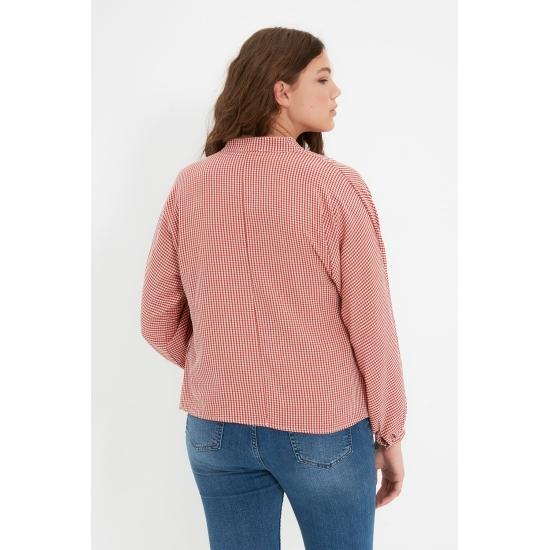 Blouses & Shirts Judge Collar Gingham Balloon Sleeve Shirt