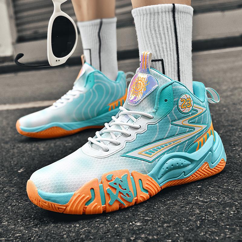 Basketball shoes men's summer new breathable cushioning teenagers primary and secondary school students children's sneakers men's high-top sneakers