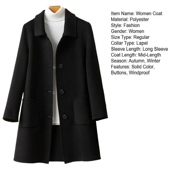 Шерстяное пальто с длинными рукавами, морозостойкое, ветрозащитное, повседневное, однобортное, однотонное, зимнее, двустороннее, шерстяное пальто, повседневная одежда