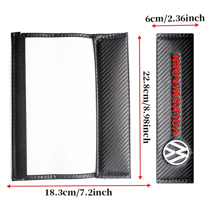 BFPQY1 2Pcs Car Seat Safety Belt Soft Covers Shoulder Pad Badge Interior Accessories For VW Golf Polo Passat Tiguan Beetle Jetta Touran